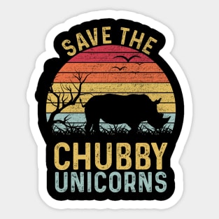 Save The Chubby Unicorns Vintage Funny Rhino Sticker